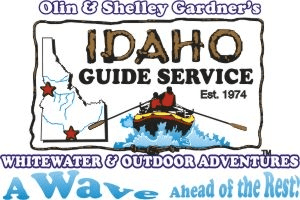 Idaho Guide Service logo with rafting image, text reads 'Whitewater & Outdoor Adventures, Est. 1974.'